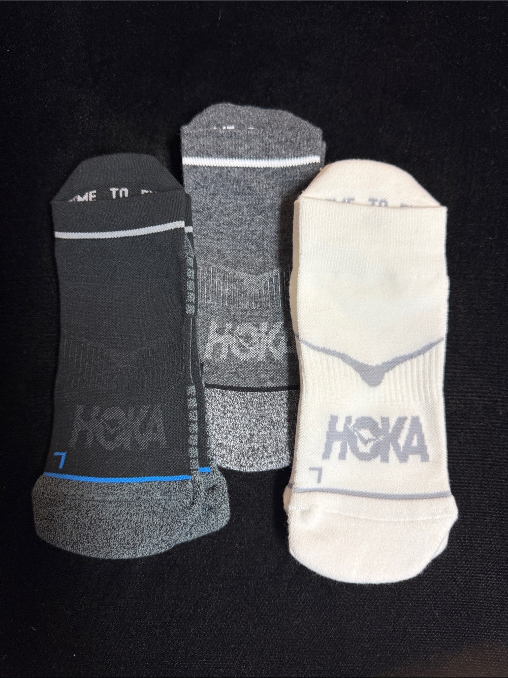 Hoka Low-Cut Athletic Socks - Black, Gray, Cream (3-Pack)